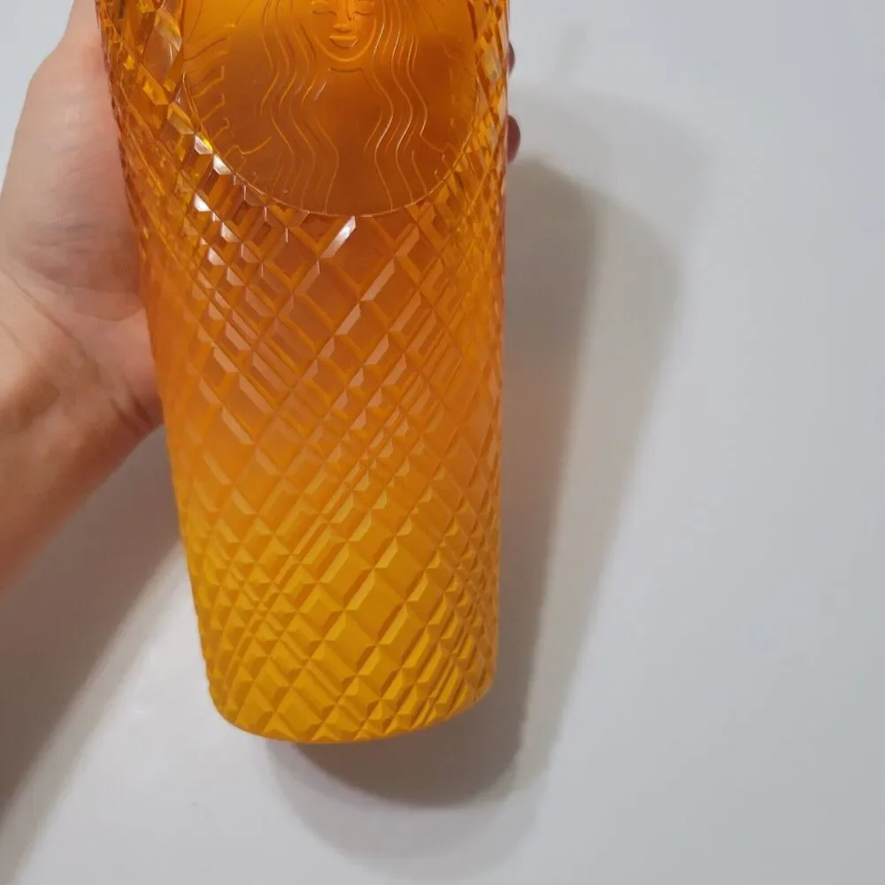 Starbucks Studded Tumbler 2022 Dining‎ Orange Disco Grid Prism Venti 24 oz Cup